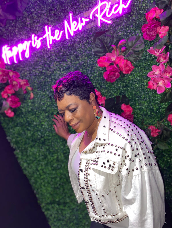 White Studded Denim Jacket