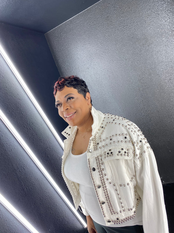 White Studded Denim Jacket