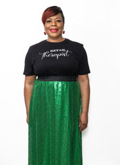 She Glitters In Green Skirt