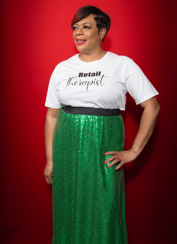 She Glitters In Green Skirt