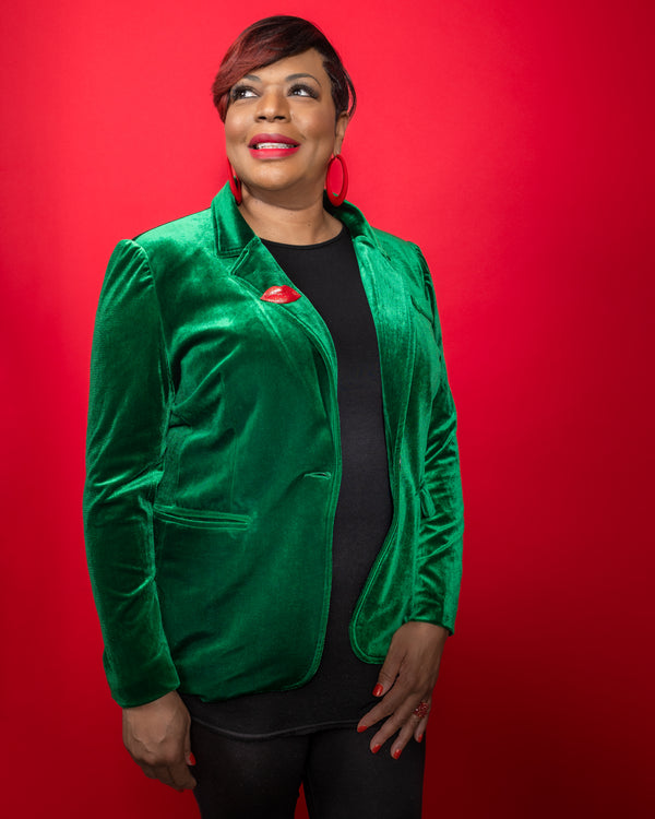 Let's Talk Money Green Blazer