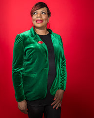 Let's Talk Money Green Blazer