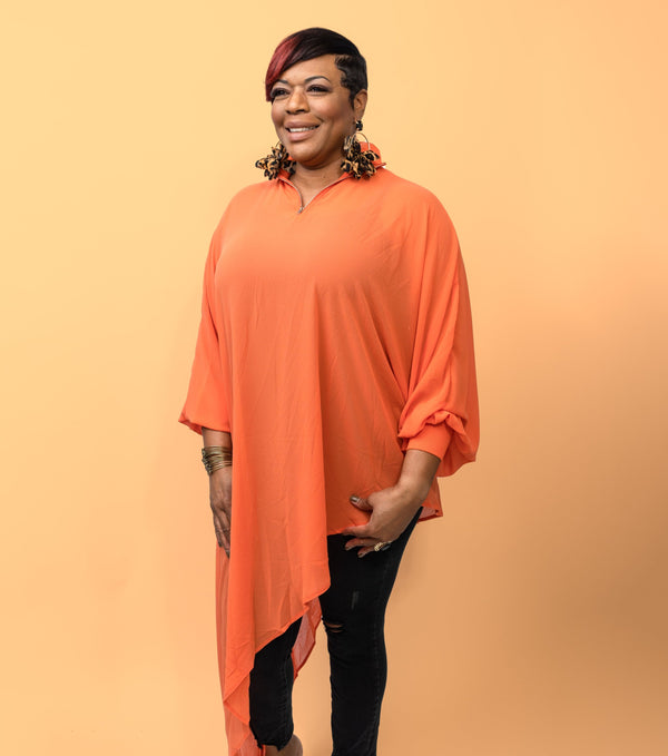 Coral Sheer Asymmetrical Cover Up