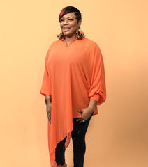 Coral Sheer Asymmetrical Cover Up