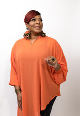 Coral Sheer Asymmetrical Cover Up