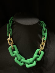 Green Gold Rope Necklace Set