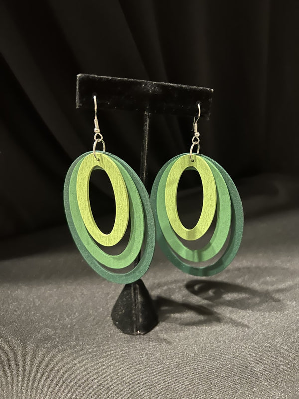 Multi Green In Circle Hoops