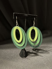 Multi Green In Circle Hoops